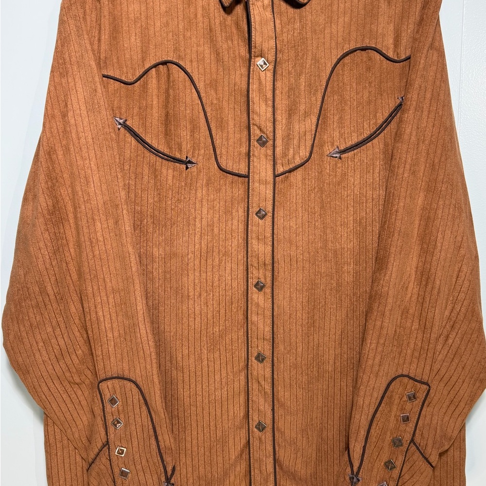 Scully vtg Western-Style Button Front Shirt Jacket in Warm Rust Brown